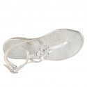 Woman's thong sandal with strap and rhinestones in silver laminated leather heel 2 - Available sizes:  42