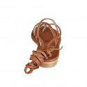Sandale entredoigt spartiates à lacets pour femmes en cuir cognac talon 2 - Pointures disponibles:  32