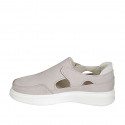 Woman's highfronted shoe with velcro strap in gray suede wedge heel 4 - Available sizes:  42, 43, 44
