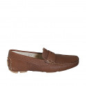Mocasino para hombre con plantilla extraible en piel cognac - Tallas disponibles:  37, 46, 48, 49