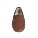 Mocasino para hombre con plantilla extraible en piel cognac - Tallas disponibles:  37, 46, 48, 49
