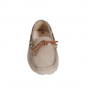 Men's car shoe with laces and removable insole in beige suede - Available sizes:  50, 53