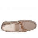 Men's car shoe with laces and removable insole in beige suede - Available sizes:  50, 53