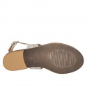 Sandale pour femmes en daim beige imprimé lamé platine talon 2 - Pointures disponibles:  32