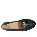Mocassin pour femmes avec accessoire et semelle amovible en cuir perforé noir talon 3 - Pointures disponibles:  31