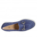 Mocassino da donna con accessorio e plantare estraibile in camoscio bluette tacco 3 - Misure disponibili: 31