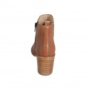 Botines para mujer con cremallera y elastico en piel color cognac tacon 7 - Tallas disponibles:  43