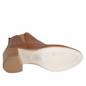 Stivaletto da donna con cerniera e elastico in pelle forata color cuoio tacco 7 - Misure disponibili: 43