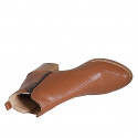 Botines para mujer con cremallera y elastico en piel color cognac tacon 7 - Tallas disponibles:  43