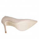 Woman's pointy pump shoe in light pink leather heel 10 - Available sizes:  43