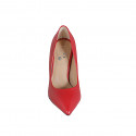 Zapato de salón a punta para mujer en piel roja tacon 10 - Tallas disponibles:  32, 34, 42