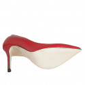 Woman's pointy pump shoe in red leather heel 10 - Available sizes:  32, 34, 42