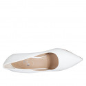 Woman's pointy pump in white leather heel 7 - Available sizes:  42, 43