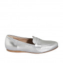 Woman's loafer in silver laminated leather wedge heel 1 - Available sizes:  33