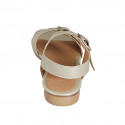 Woman's sandal with adjustable buckles in platinum laminated leather heel 2 - Available sizes:  32, 45