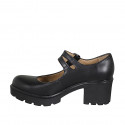 Escarpin pour femmes avec courroies en cuir noir talon 6 - Pointures disponibles:  42