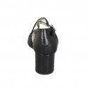 Woman's open shoe with crossed strap and elastic band in black leather heel 6 - Available sizes:  44