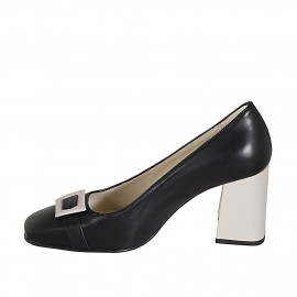 Escarpin pour femmes en cuir noir et beige clair talon 8 - Pointures disponibles:  43 2