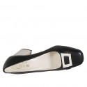 Zapato de salon para mujer en piel negra y beis claro tacon 8 - Tallas disponibles:  43