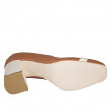 Woman's pump in cognac brown and light beige leather heel 8 - Available sizes:  34, 42