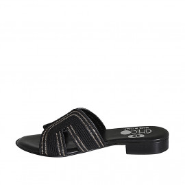 Woman's mules in black rope fabric with rhinestones and heel 2 - Available sizes:  42 2