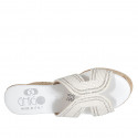Mule para mujer en tejido soga blanco con estras, plataforma y cuña 7 - Tallas disponibles:  42