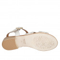 Sandale pour femmes en cuir et tissu corde blanc avec courroie, strass et talon 2 - Pointures disponibles:  32