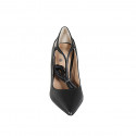 Woman's pointy pump with lace in black leather heel 9 - Available sizes:  43
