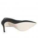 Woman's pointy pump with lace in black leather heel 9 - Available sizes:  43