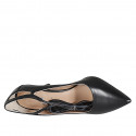Chaussure à bout pointu pour femmes avec lacets en cuir noir talon 9 - Pointures disponibles:  43