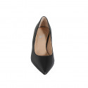 Woman's pointy pump in black leather with spool heel 5 - Available sizes:  32