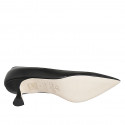 Zapato a punta para mujer en piel negra con tacon carrete 5 - Tallas disponibles:  32