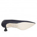 Zapato a punta para mujer en piel azul con tacon carrete 5 - Tallas disponibles:  42