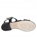 Sandale pour femmes en cuir et tissu corde noir avec courroie, strass et talon 2 - Pointures disponibles:  32