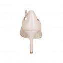 Woman's pointy pump with lace in light pink leather heel 9 - Available sizes:  42, 43, 44