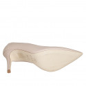 Woman's pointy pump with lace in light pink leather heel 9 - Available sizes:  42, 43, 44