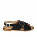 Woman'sandal with adjustable buckle in black suede heel 2 - Available sizes:  32