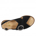 Woman'sandal with adjustable buckle in black suede heel 2 - Available sizes:  32