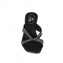 Sabot con strass di cristalli da donna in camoscio nero tacco 8 - Misure disponibili: 32