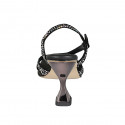 Sandalia con cinturon y pedreria de cristal multicolor para mujer en gamuza negra tacon 10 - Tallas disponibles:  34, 42, 43, 46