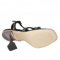 Woman's strap sandal with multicolored crystal rhinestones in black suede heel 10 - Available sizes:  34, 42, 43, 46