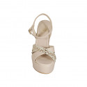 Sandale pour femmes en cuir rose clair avec courroie, strass de cristal multicouleur, plateforme et talon compensé 12 - Pointures disponibles:  42, 43