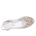 Woman's sandal in light pink leather with chain wedge heel 6 - Available sizes:  42
