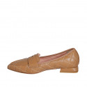 Woman's pointy loafer in cognac brown padded leather with heel 2 - Available sizes:  42, 43