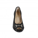 Scarpa aperta in punta da donna con accessorio in pelle nera tacco 4 - Misure disponibili: 32, 33, 34, 42, 43, 45