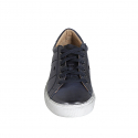 Man's laced shoe with removable insole in blue leather - Available sizes:  38, 46