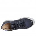 Zapato para hombre con cordones y plantilla extraible en piel azul - Tallas disponibles:  38, 46