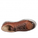 Chaussure à lacets pour hommes avec semelle amovible en cuir et cuir tressé cognac - Pointures disponibles:  37, 38, 46, 47, 48