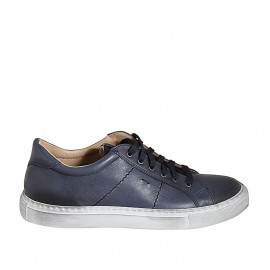 Chaussure à lacets pour hommes avec semelle amovible en cuir bleu - Pointures disponibles:  38, 46