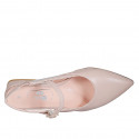 Woman's slingback pump in light pink leather and transparent vinyl with elastic band and strap heel 2 - Available sizes:  32